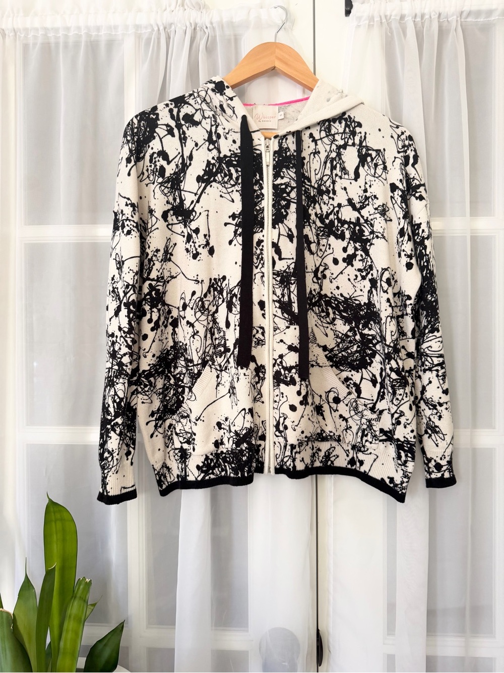 Whisper by Brodie Abstract Paint Splatter Cotton Silk Blend Size Small